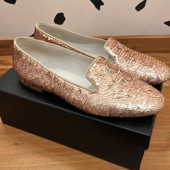 Chanel moccasins loafers in pink sequin 39.5 - Picture 5 of 7